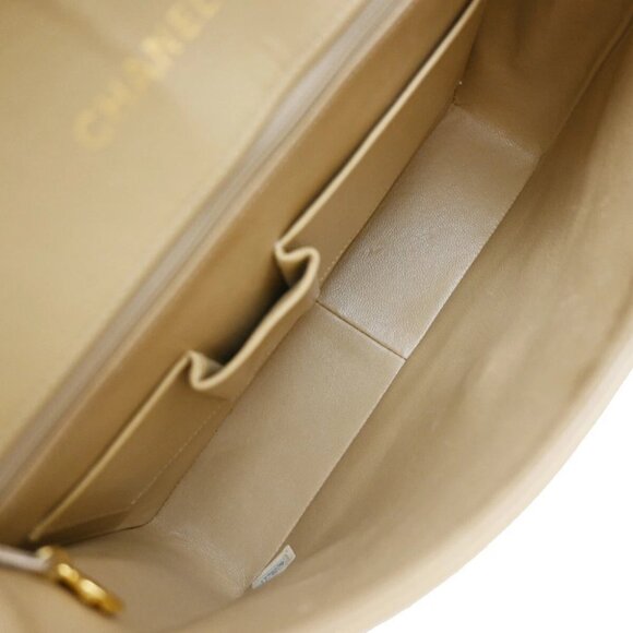 CHANEL CC Logo Matelasse Chain Shoulder Bag Leather Beige GHW Vintage - Picture 16 of 16